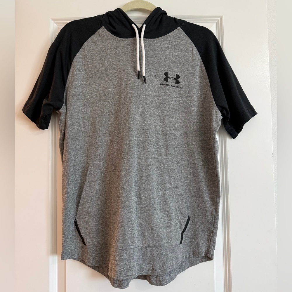 Under Armour Gray and Black Short Sleeve Hoodie